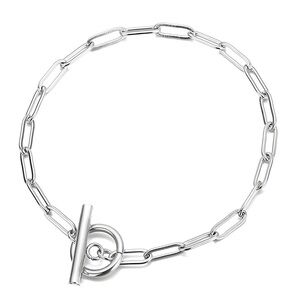 Minimalist Silver Paperclip Link Bracelet – Hypoallergenic Stainless Steel